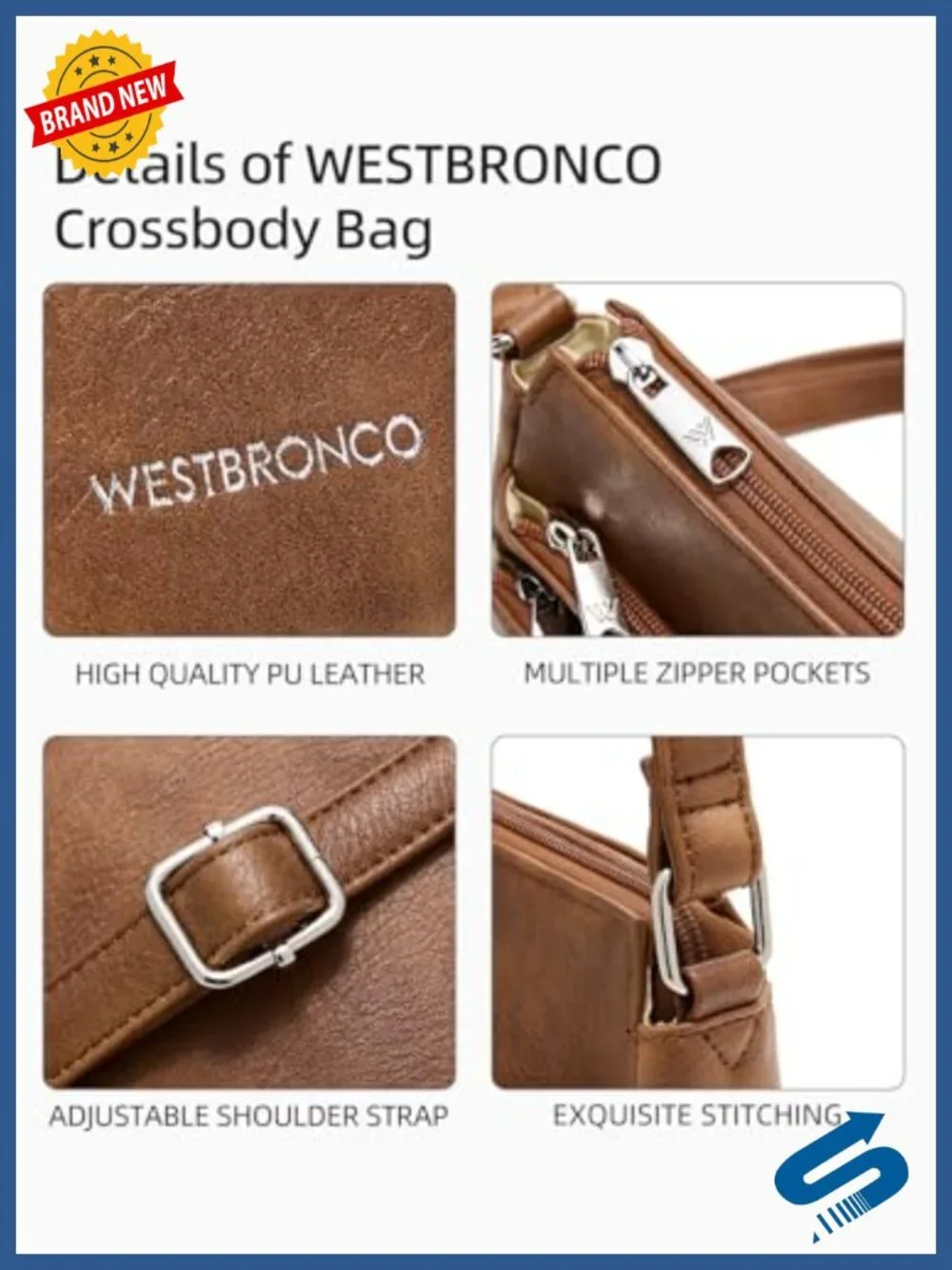 Medium Vegan Leather Crossbody Satchel with Multiple Pockets